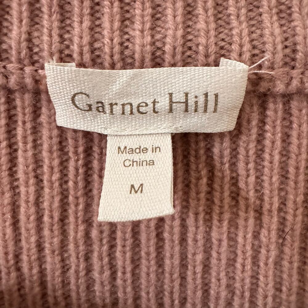 Garnet Hill 100% Cashmere Mesh Rib-Knit Sweater Dusty Pink Size M - Picture 6 of 9